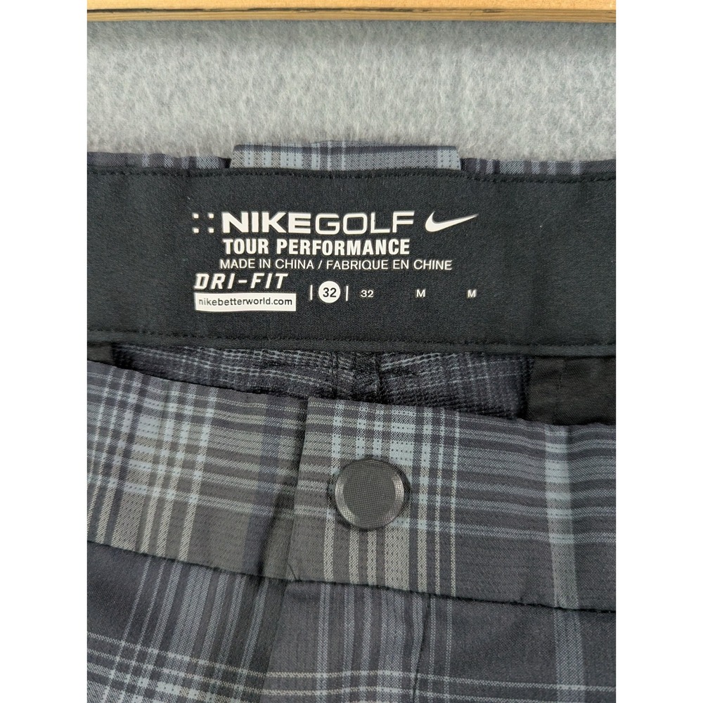Nike Golf Mens Tour Performance Dri-FIT Plaid Shorts 32 Gray Black 657746-060 - Picture 2 of 10